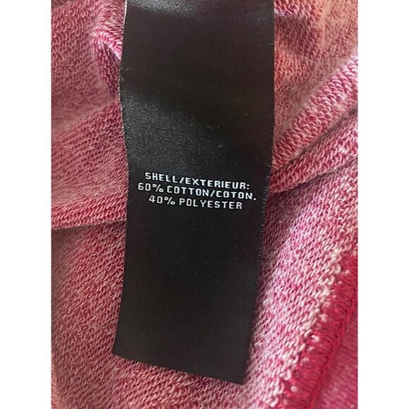 7 For All Mankind Raspberry Ruffle Cropped Top Sweatshirt Crewneck Sz L NWT - Picture 5 of 7